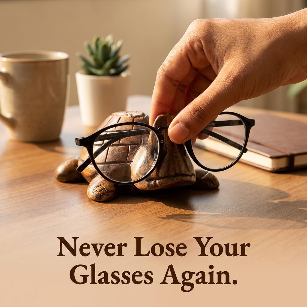STORE INDYA Eyeglass Holder Stand/Wooden Spectacle Holder/Spectacle Stand/Eyeglass Holders for Desk/Desk Eyeglass Holder/Hand