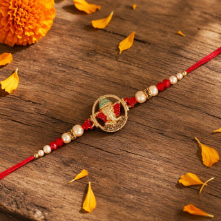 Premium Designer Ganesha, Ganpati Rakhi for Brother – Rakhi Thread, Rakhi Bracelet, Traditional Raksha Bandhan Gift for Bhaiy
