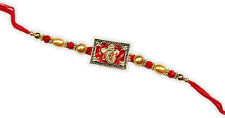 Store Indya Rakhis for Brother | 1 inch Cotton Designer Rakhi | Ganpati Engraved Design Raksha Bandhan Rakhi