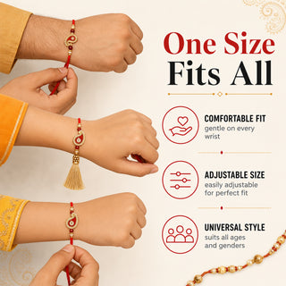 Shalinindia Bhai Bhabhi Rakhi Set of 2 – Traditional Lumba Thread Rakhi with Stones | Raksha Bandhan Gift Set for Brother & B
