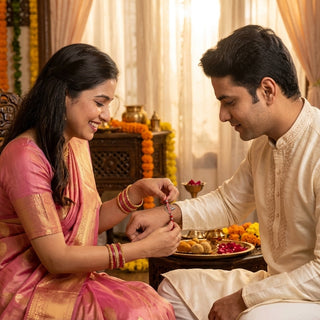 STORE INDYA Rakhi for Brother - Traditional Raksha Bandhan Thread Bracelet - Premium Designer Brother Rakhi with Decorative E