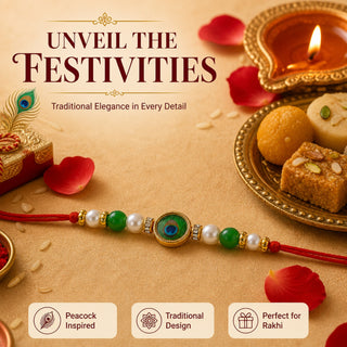 ShalinIndia Designer Green Peacock Rakhi for Brother – Traditional Raksha Bandhan Rakhi Bracelet | Premium Rakhi Thread Gift