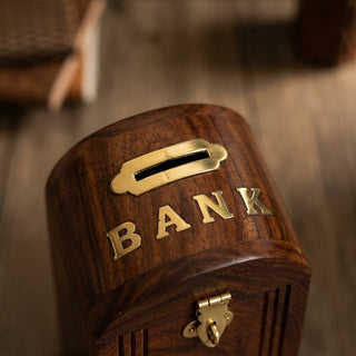 STORE INDYA Handmade Wooden Piggy Bank for Kids, Boys, Girls & Adults - Decorative Coin Money Bank Savings Box - Perfect Gift