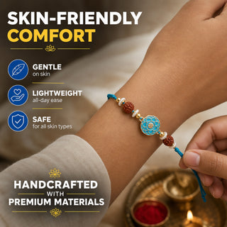 Shalinindia Designer Blue Enamel Rakhi for Brother – Rakhi Bracelet Thread, Traditional Raksha Bandhan Gift for Bhaiya
