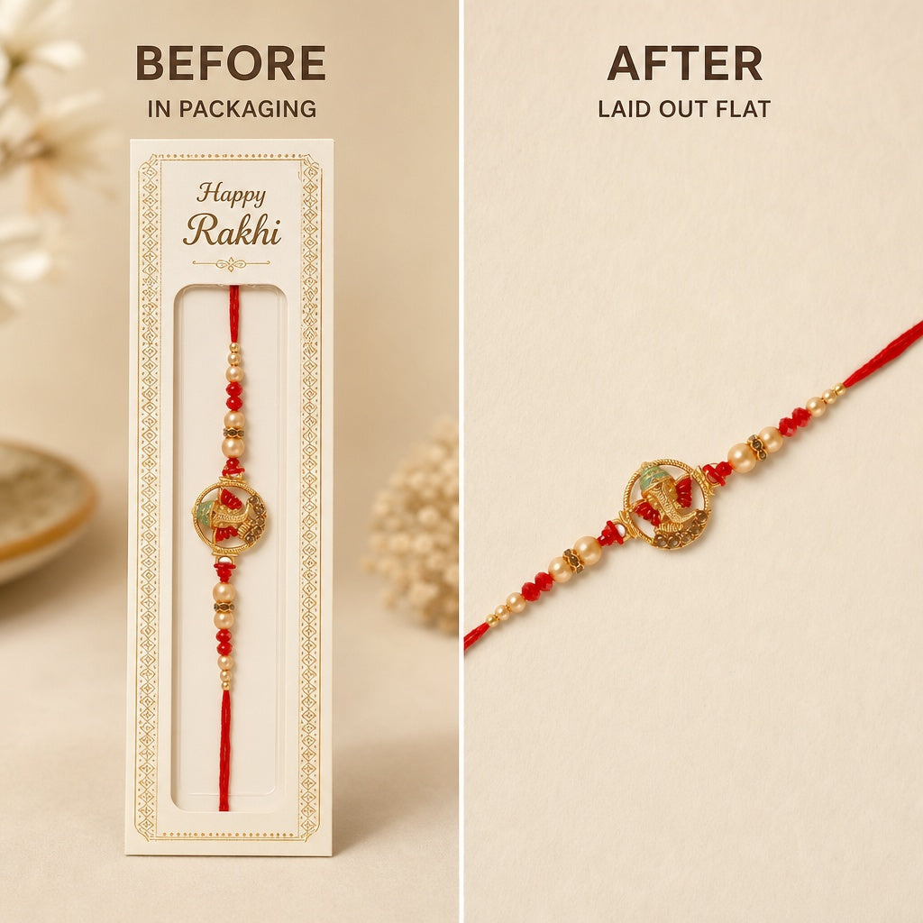Premium Designer Ganesha, Ganpati Rakhi for Brother – Rakhi Thread, Rakhi Bracelet, Traditional Raksha Bandhan Gift for Bhaiy