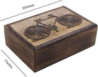 Rustic Wood Bicycle Jewelry Box | Handmade Decorative Storage Chest for Rings, Watches & Trinkets | Unique Vintage Keepsake B
