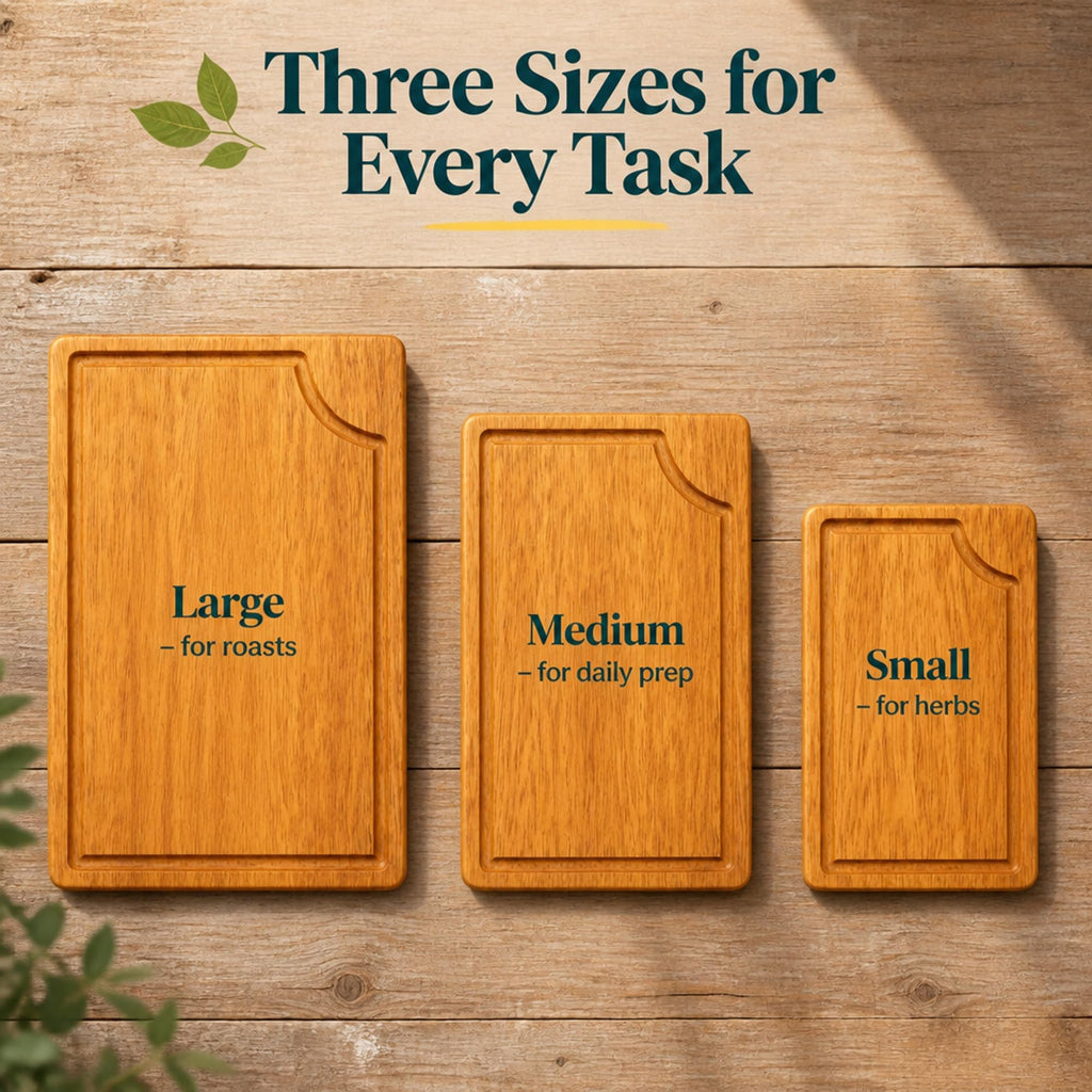 STORE INDYA Cutting Boards for Kitchen - Set of 3 Wooden Chopping Boards for Prep & Serving, Charcuterie, Butcher Block, Non