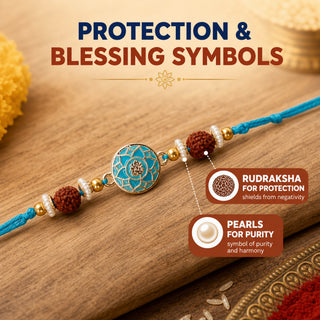 Shalinindia Designer Blue Enamel Rakhi for Brother – Rakhi Bracelet Thread, Traditional Raksha Bandhan Gift for Bhaiya