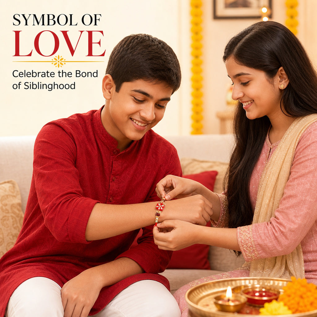 Shalinindia Designer Kundan Stone Rakhi for Brother – Traditional Raksha Bandhan Rakhi Bracelet | Rakhi Gift for Bhaiya | Red