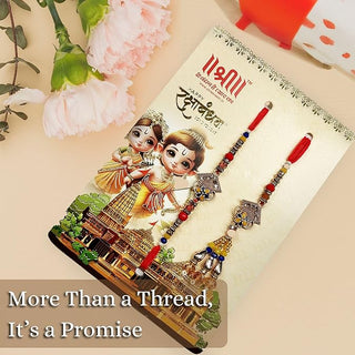 Store Indya Rakhi for Brother and Bhabhi | Cotton Raksha Bandhan Rakhi Set | Designer 1 inch Rakhi for Bhai and Bhabhi | Flower Engraved Rakhi Gift Set for Bhaiya Bhabhi