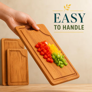 STORE INDYA Cutting Boards for Kitchen - Set of 3 Wooden Chopping Boards for Prep & Serving, Charcuterie, Butcher Block, Non