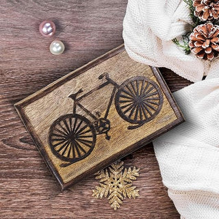 Rustic Wood Bicycle Jewelry Box | Handmade Decorative Storage Chest for Rings, Watches & Trinkets | Unique Vintage Keepsake B