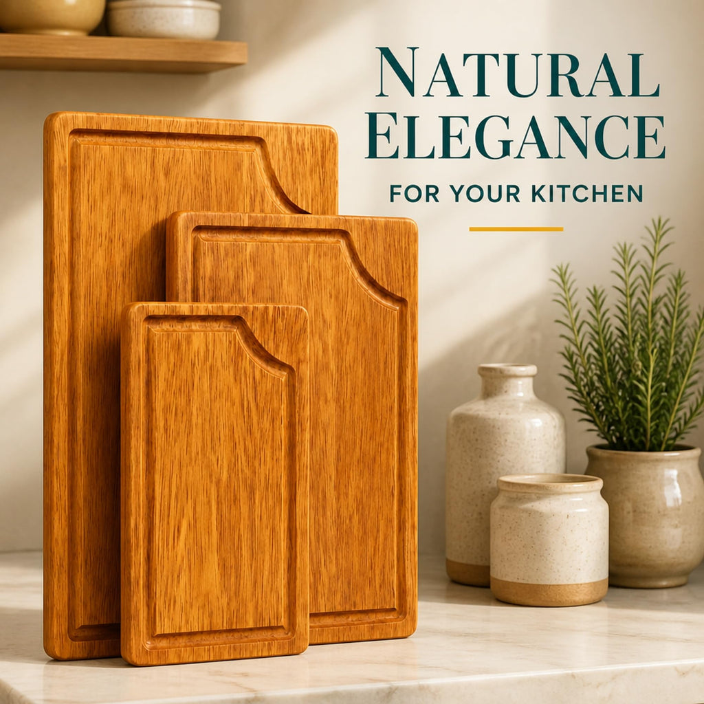 STORE INDYA Cutting Boards for Kitchen - Set of 3 Wooden Chopping Boards for Prep & Serving, Charcuterie, Butcher Block, Non 