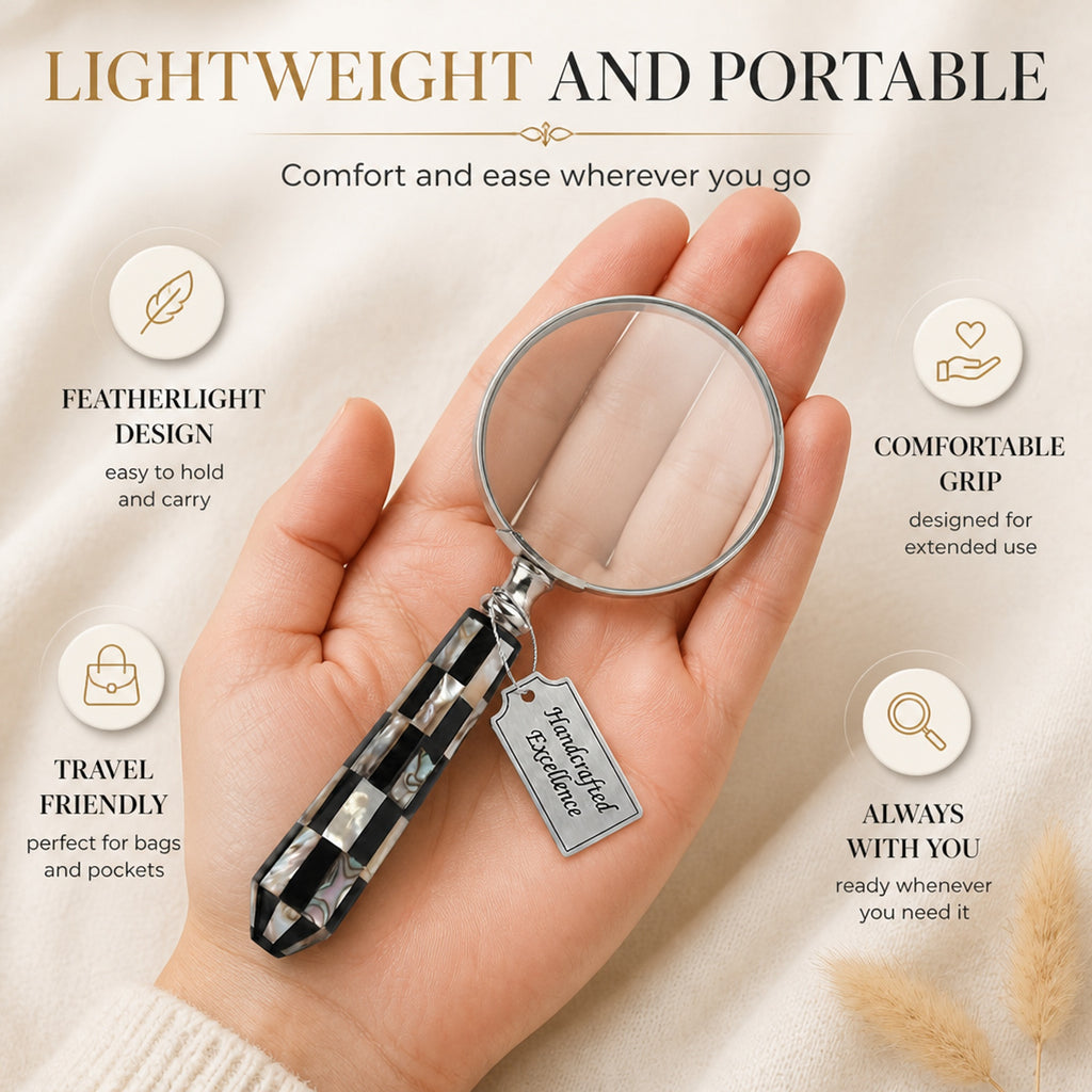 Store Indya Magnifying Glass Reading Lens Pearl Handle 4" Dia