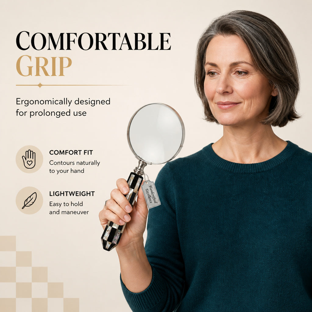Store Indya Magnifying Glass Reading Lens Pearl Handle 4" Dia