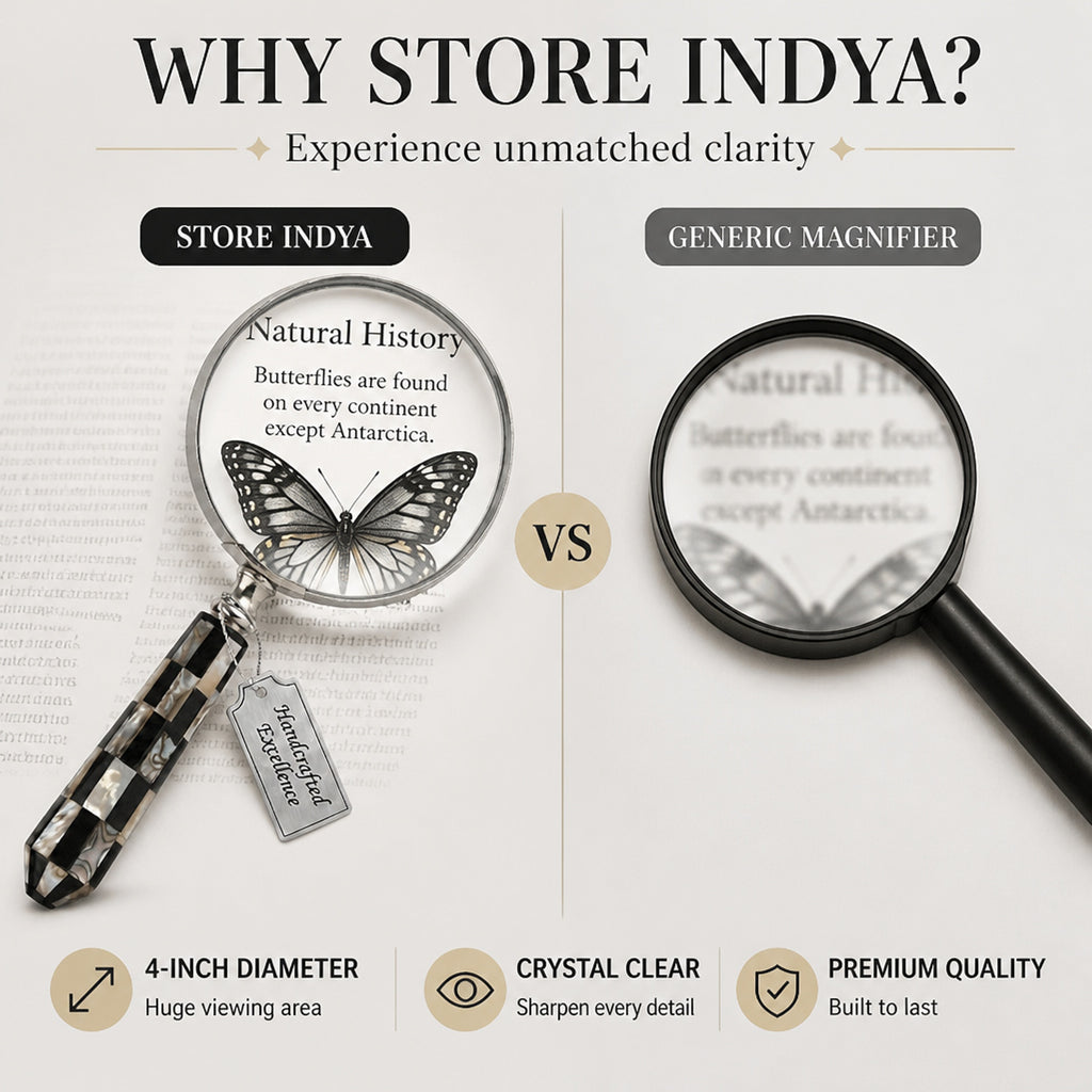 Store Indya Magnifying Glass Reading Lens Pearl Handle 4" Dia