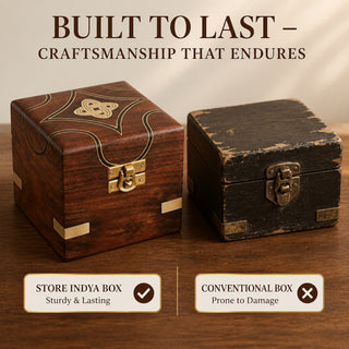 Store Indya Wooden Jewelry Box for Women, Vintage Necklace