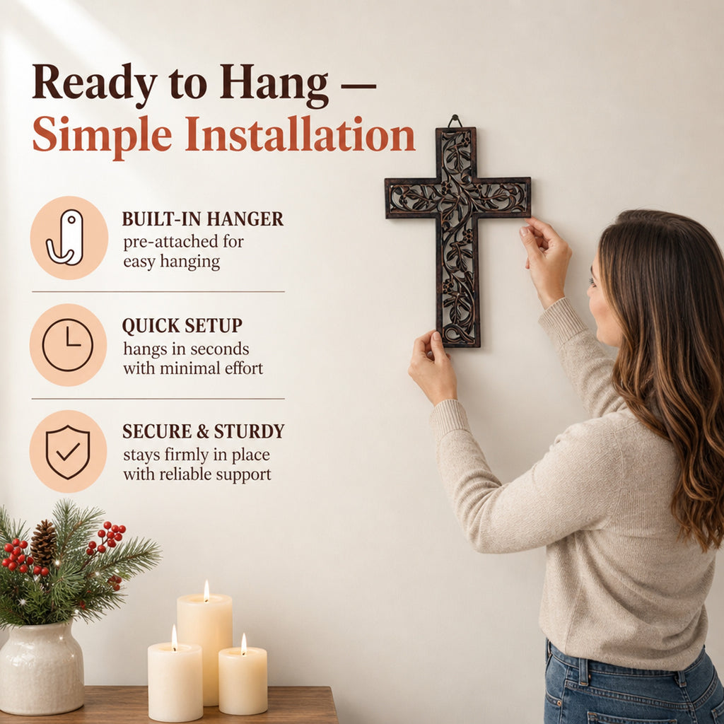 Store Indya Handmade Wooden Cross for Wall Decor Antique Wood Cross Wall Hanging Religious Altar Home Décor Gift