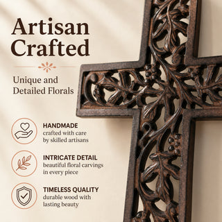 Store Indya Handmade Wooden Cross for Wall Decor Antique Wood Cross Wall Hanging Religious Altar Home Décor Gift