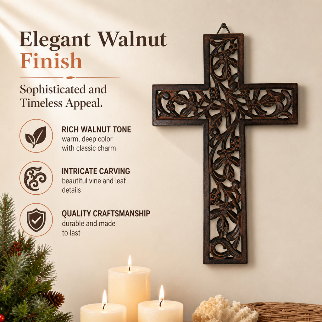 Store Indya Handmade Wooden Cross for Wall Decor Antique Wood Cross Wall Hanging Religious Altar Home Décor Gift