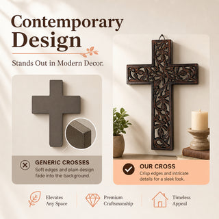 Store Indya Handmade Wooden Cross for Wall Decor Antique Wood Cross Wall Hanging Religious Altar Home Décor Gift