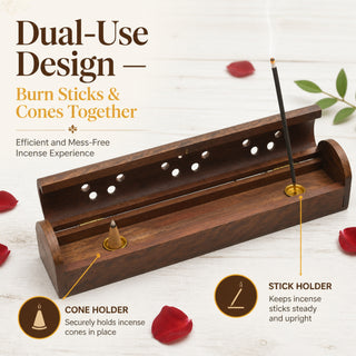 Store Indya Incense Burner Holder Rosewood Box Brass Inlay