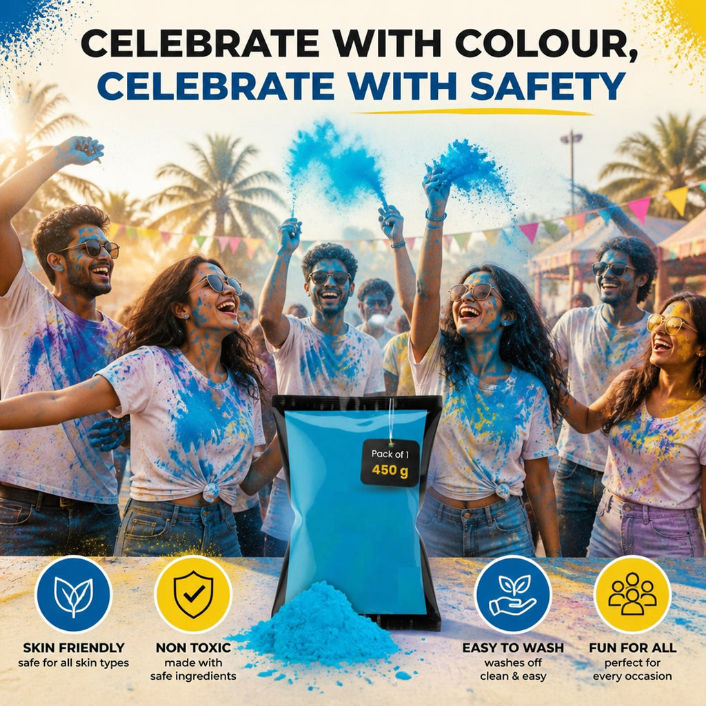 Store Indya Organic Rangoli Color Powder, Sky Blue, Non-Toxic, 450g