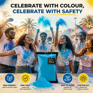 Store Indya Organic Rangoli Color Powder, Sky Blue, Non-Toxic, 450g