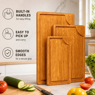 Shalinindia Mango Wood Cutting Board for Kitchen, Natural, Set of 3
