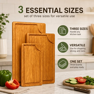 Shalinindia Mango Wood Cutting Board for Kitchen, Natural, Set of 3