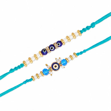 Shalinindia Evil Eye Rakhi Set of 2 for Brother – Premium Raksha Bandhan Rakhi Bracelet & Thread | Traditional Designer Rakhi Gift for Bhai