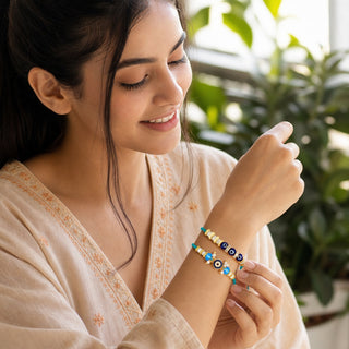 Shalinindia Evil Eye Rakhi Set of 2 for Brother – Premium Raksha Bandhan Rakhi Bracelet & Thread | Traditional Designer Rakhi