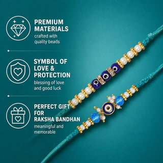Shalinindia Evil Eye Rakhi Set of 2 for Brother – Premium Raksha Bandhan Rakhi Bracelet & Thread | Traditional Designer Rakhi