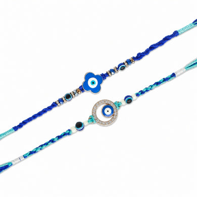 Premium Designer Evil Eye Rakhi Set of 2 for Brother, Bhai – Rakhi Thread, Rakhi Bracelet, Traditional Raksha Bandhan Gift fo