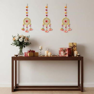STORE INDYA Traditional Wall Hangings Set of 5, With Peach color Flowers