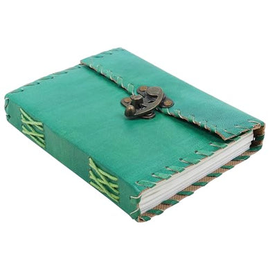 Handcrafted Leather Bound Personal Diary & Organizer – Vintage Travel Journal with 200 Unlined Pages, Antique Notebook with Secure Latch – Emerald Green, Genuine Leather Writing Journal Perfect Mother's Day Gift