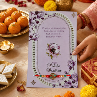 Premium Rakhi with Greeting Card | Gift Pack for Brother, Bhai | Raksha Bandhan Traditional Rakhi Bracelet for Men