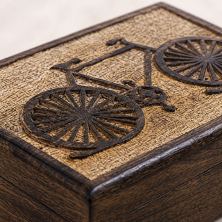 Rustic Wood Bicycle Jewelry Box | Handmade Decorative Storage Chest for Rings, Watches & Trinkets | Unique Vintage Keepsake B