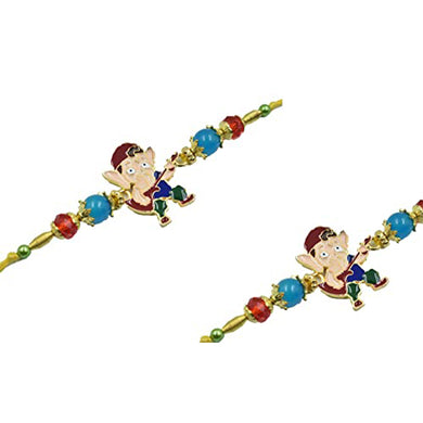 Set of 2 Premium Ganesha Rakhi for Brother-Threaded Rakhi with Greeting Card(Ganesha Resin Kids Rakhi)