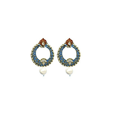 Antique Blue Chandbali Ethnic Drop Earrings