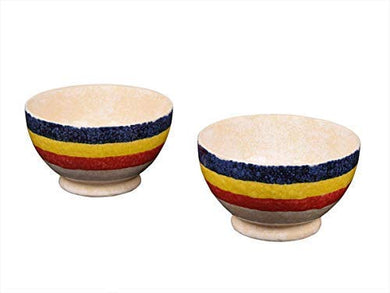STORE INDYA Dessert Porcelain Ceramic Bowl (Set of 2, Red-Blue-White)
