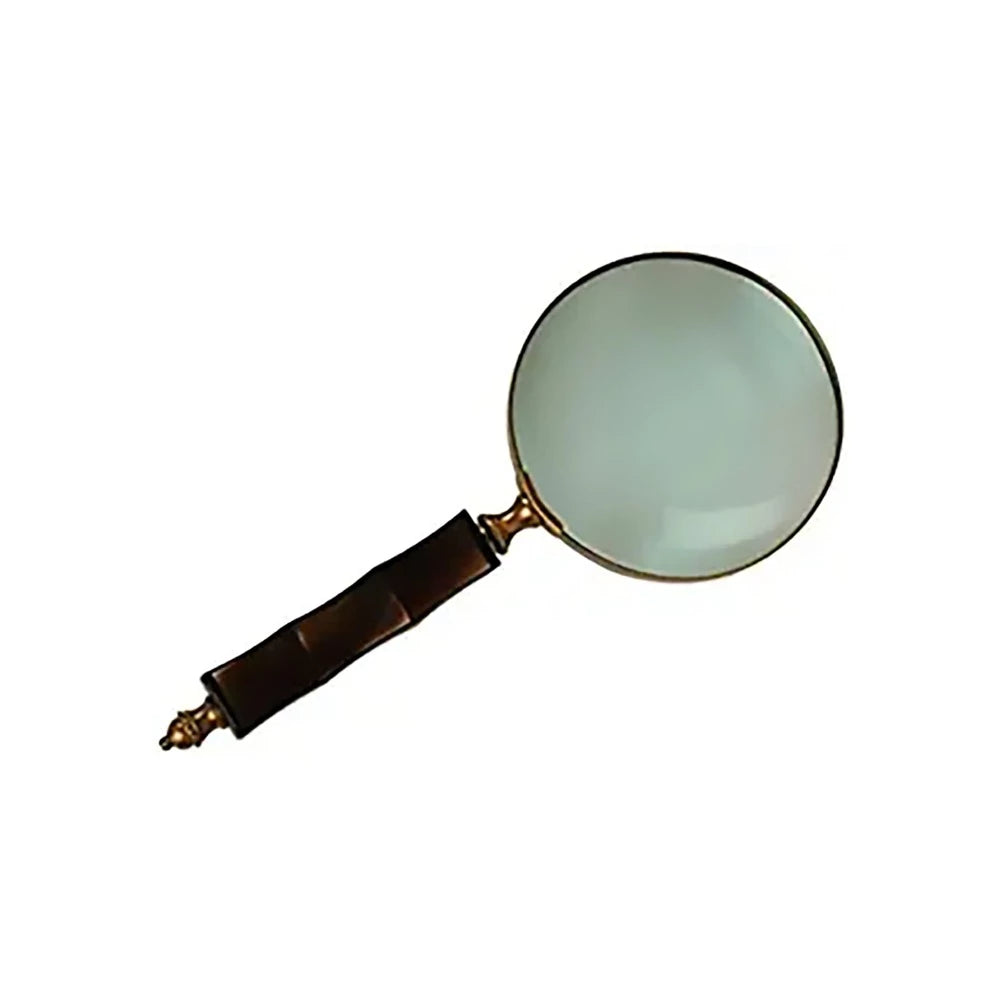 Premium Brass Framed Magnifying Glass with Wooden Carved Handle