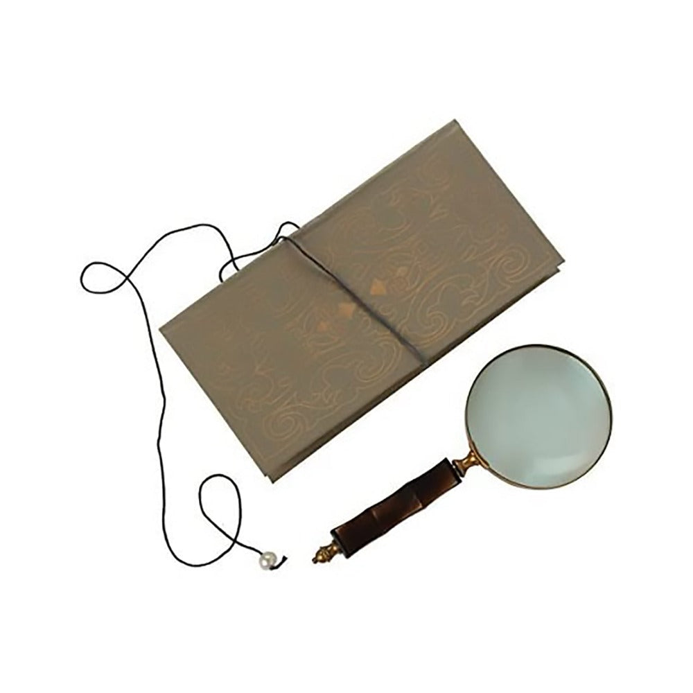 Premium Brass Framed Magnifying Glass with Wooden Carved Handle