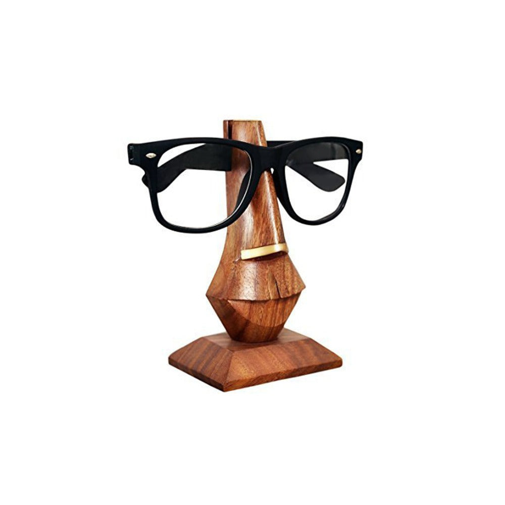 Handcrafted Rosewood Wooden Spectacle Holder/Sunglasses Holder (Quirky Nose-Brown-Golden)