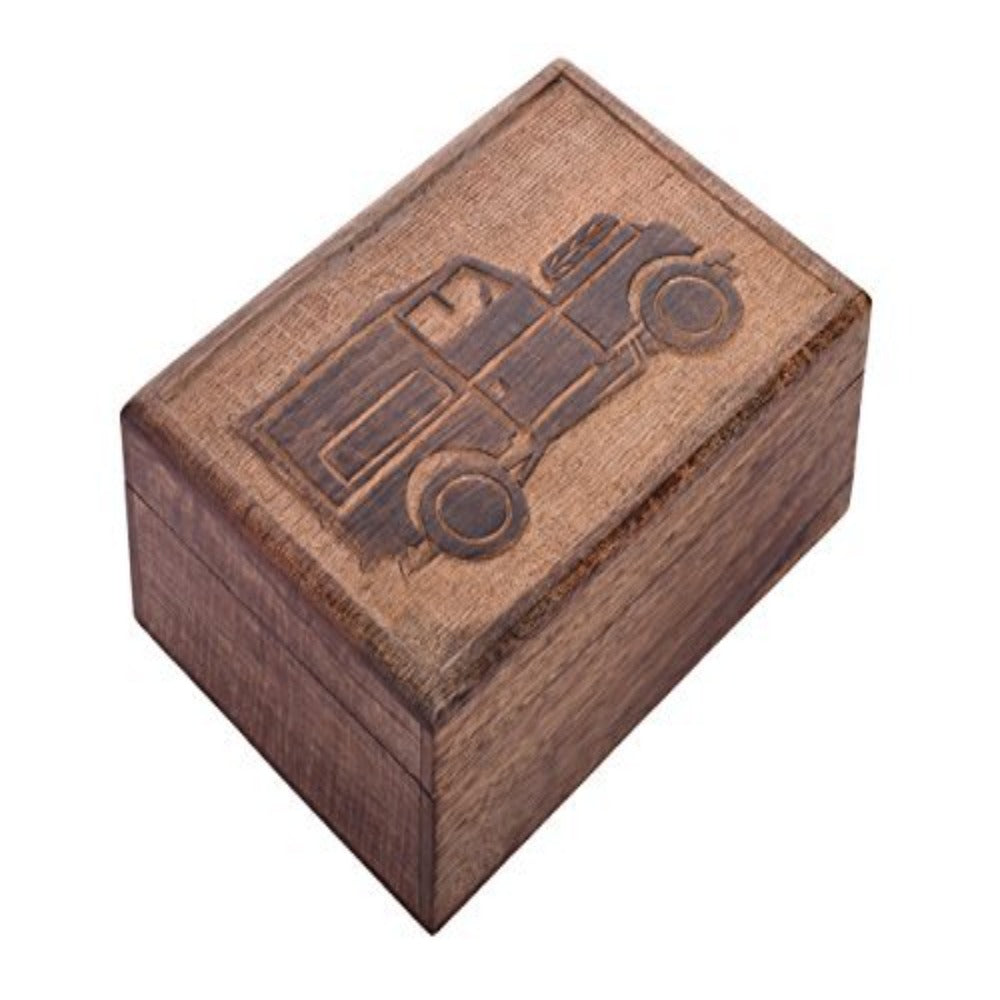 storeindya Handmade Wooden Jewelry Box - Keepsake Box - Storage Organizer - Multipurpose Box - Treasure Chest - Trinket Holder for Women Men Girls - Single (Birth of a Truck Collection)
