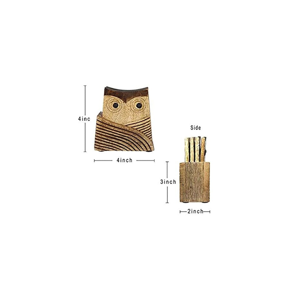 Set of 4 Wooden Coasters with Holder - Eco-Friendly Drink Coasters Protect Furniture from Stains & Damage(Owl Collection)