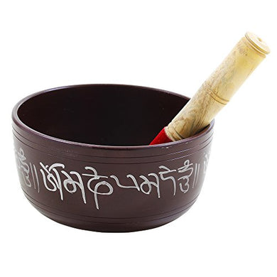 Christmas Gift Hand Painted Metal Tibetan Singing Bowl Set - Large 7 Musical Instrument for with Wooden Stick Mallet - For Meditation Yoga and Healing - Om Mani Padme Hum Peace