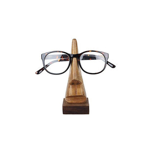 Handcrafted Nose-Shaped Wooden Eyeglass Holder Stand - Brown Collection