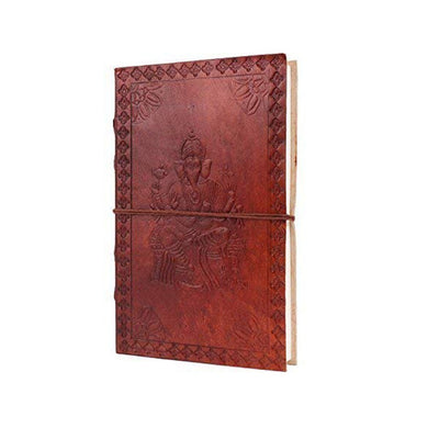 Handcrafted Leather Journal with Ganesh Design-Planner and Diary (8 x 5)
