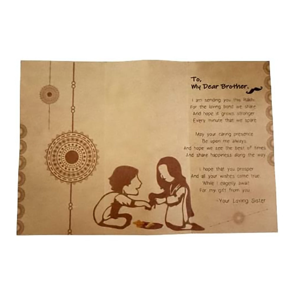 Raksha Bandhan Rakhi and Lumba Set with Greeting Card-Bhaiya Rakhi and Bhabhi Lumba Combo Pack (Lumba Set-9413-Roli Chawal)